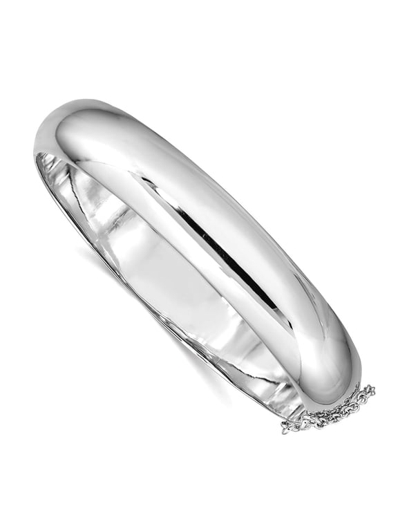 925 Sterling Silver Hollow Hinged Concave Polished Box Catch Closure Bangle Bracelet 12mm Wide Cuff Bracelet for Women