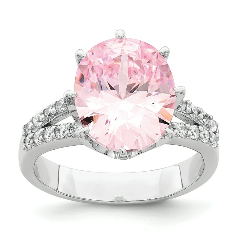 Sterling Silver Pink and White CZ Ring Sterling Silver Pink and White CZ Ring