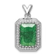 thumbnail image 1 of Sterling Silver Rhodium-plated 12x14 Green Ice CZ Pendant QP5189, 1 of 4
