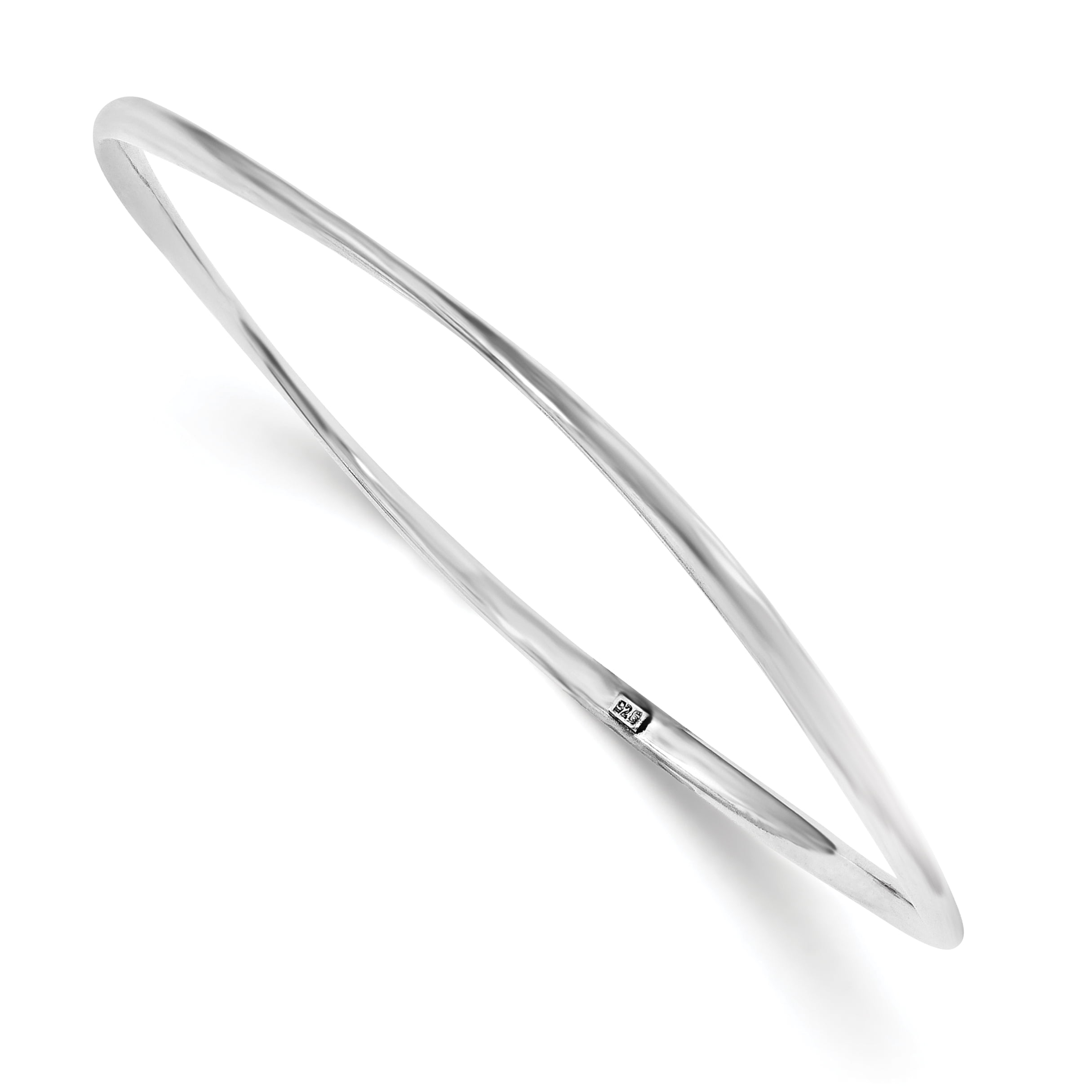 Sterling Silver Rhodium-plated 2.25mm Silp-on Bangle - Walmart.com