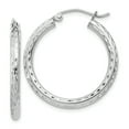 thumbnail image 1 of Sterling Silver Rhodium-plated 2.25mm Diamond-cut Hoop Earrings, 1 of 3