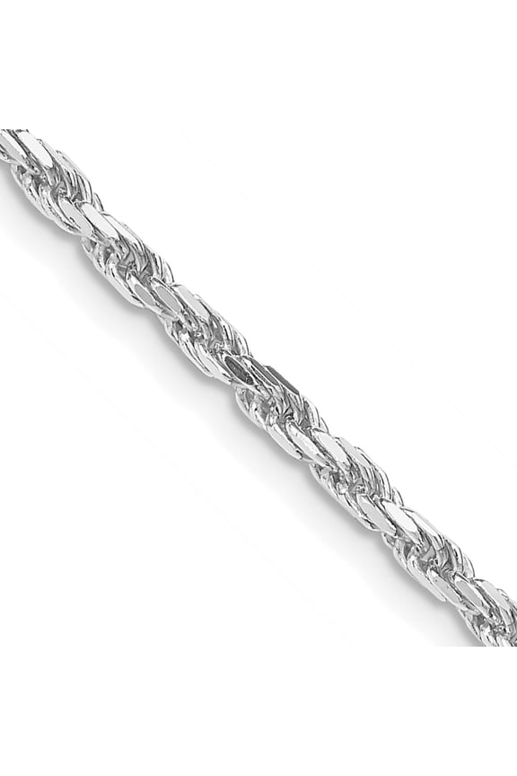 Finest Gold Sterling Silver Rhodium-Plated 2.5 mm Diamond-cut Rope Chain