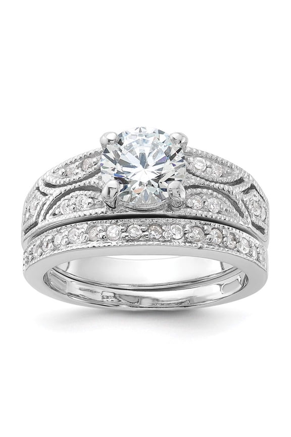 Sterling Silver 2-Piece CZ Wedding Ring Set