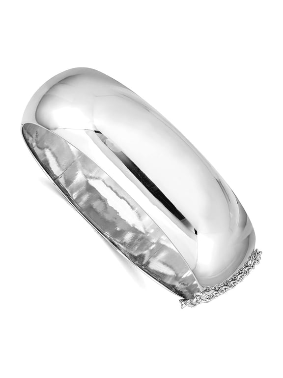 Sterling Silver Rhodium-plated 20mm Fancy Hinged Bangle Bracelet