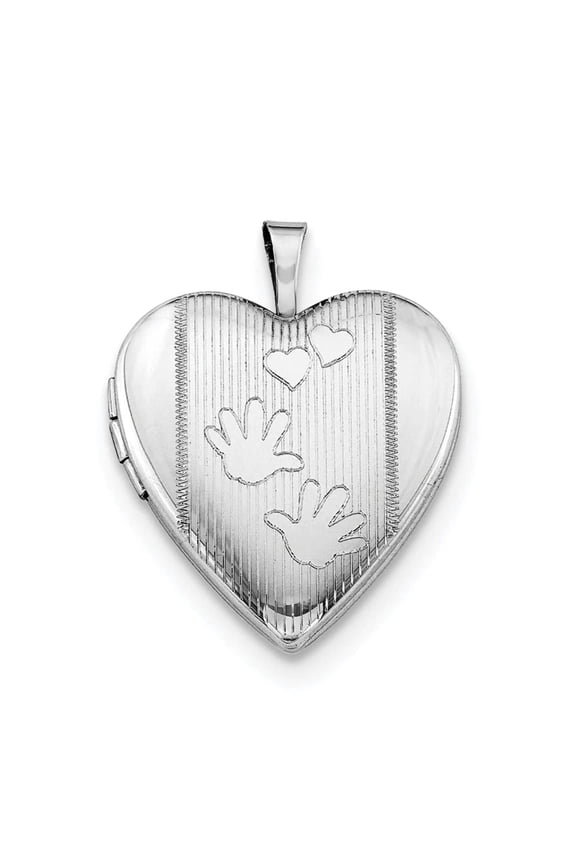 925 Sterling Silver Textured Polished Holds 2 photos 20mm Hands Love Heart Locket Locket Necklace for Women