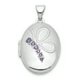 thumbnail image 1 of Sterling Silver Rhodium-plated 21mm Oval w/Butterfly & CZ Locket QLS717, 1 of 5