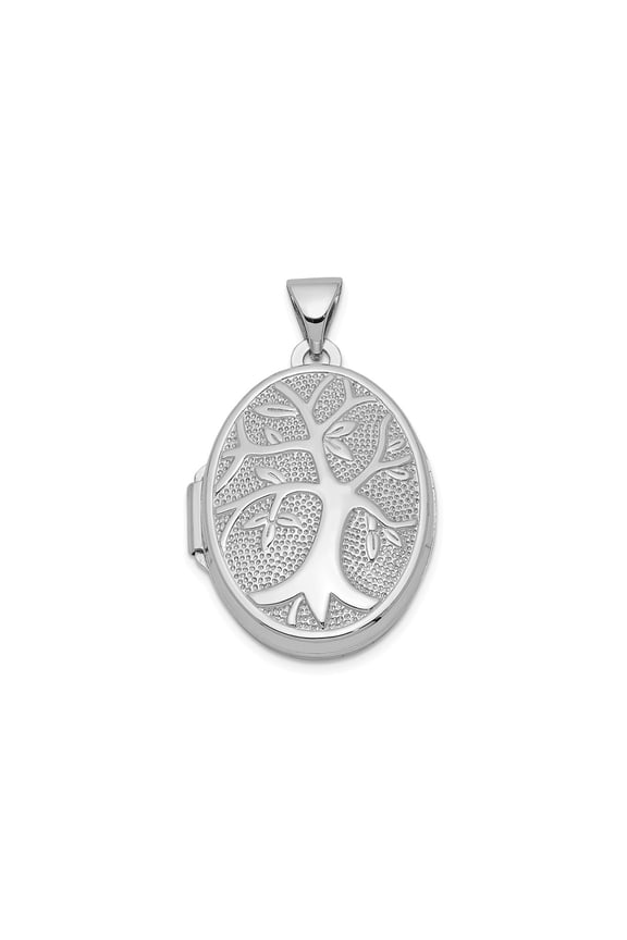 Lockets Sterling Silver Rhodium-plated Oval Tree Locket