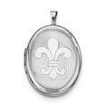 thumbnail image 1 of Sterling Silver Rhodium-plated 26mm Fleur De Lis Oval Locket, 1 of 3