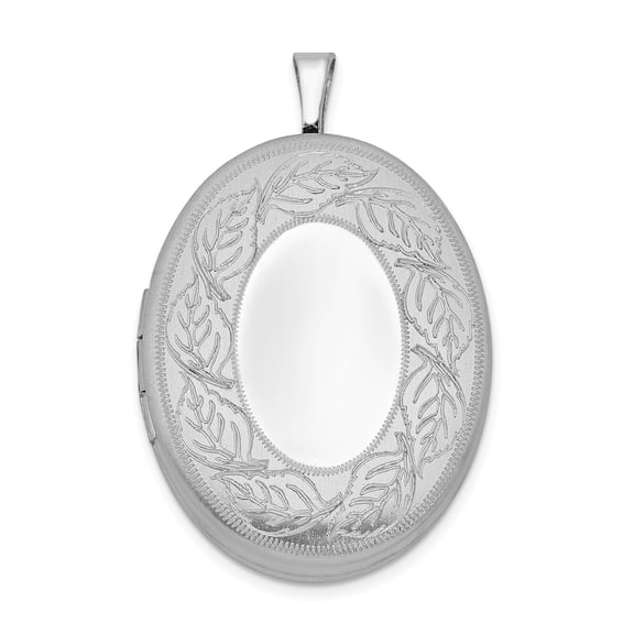 FJC Finejewelers Sterling Silver 26mm Leaf Border Oval Locket Necklace