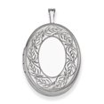 thumbnail image 1 of Sterling Silver Rhodium-plated 26mm Leaf Border Oval Locket, 1 of 1