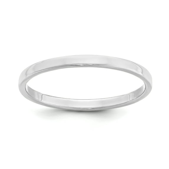Sterling Silver Rhodium-plated 2mm Flat Size 10.5 Band QWFB020RH