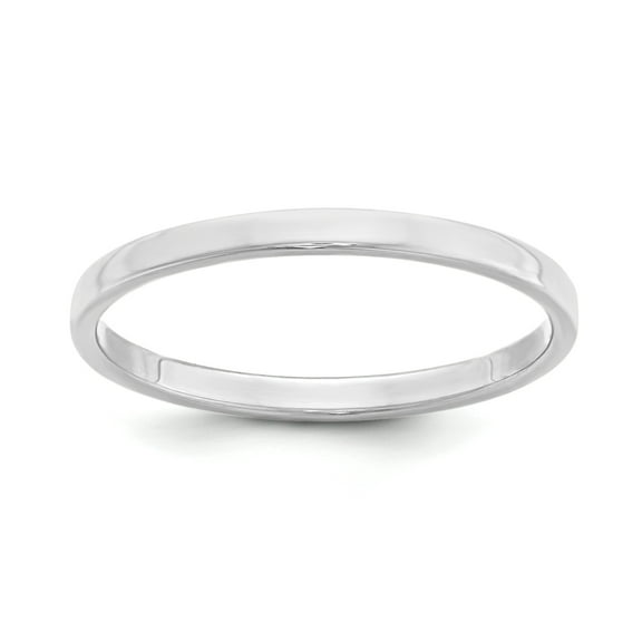 Sterling Silver Rhodium-plated 2mm Flat Size 5.5 Band