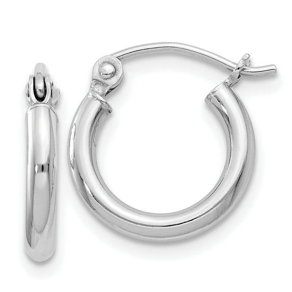 Sterling Silver Rhodium-plated 2mm Hoop Earrings