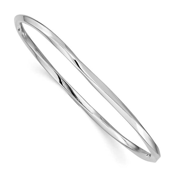 Sterling Silver Rhodium-plated 3.50mm Slip-on Bangle