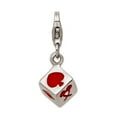 thumbnail image 1 of Finest Gold Sterling Silver Rhodium-Plated 3-D Enameled Die with Lobster Clasp Charm, 1 of 2