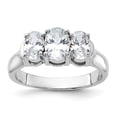 thumbnail image 1 of Sterling Silver Rhodium-plated 3 Stone CZ Ring, 1 of 6