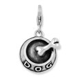 thumbnail image 1 of Amore La Vita  Sterling Silver Rhodium-plated Polished 3-D Dog Bowl and Bone Charm with Fancy Lobster Clasp, 1 of 3