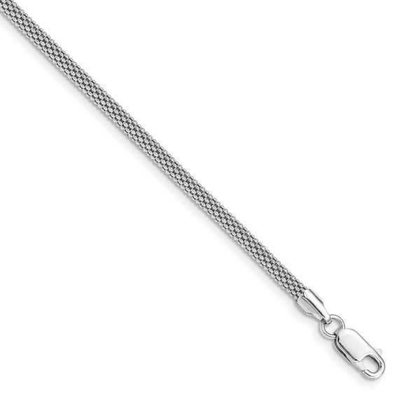 Sterling Silver Rhodium-plated 3mm Corona Chain Bracelet