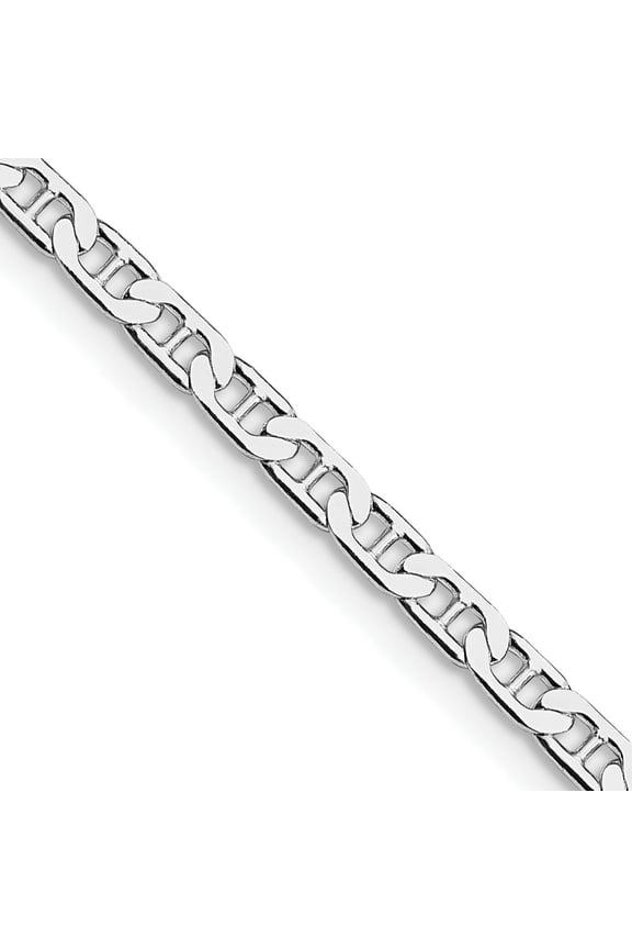 Sterling Silver Rhodium-plated 3mm Flat Anchor Chain 18 Inches