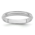 thumbnail image 1 of Sterling Silver Rhodium-plated 3mm Half Round Milgrain Size 7.5 Band, 1 of 5