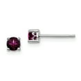 thumbnail image 1 of Sterling Silver Rhodium-plated 4mm Round Rhodolite Garnet Post Earrings, 1 of 2