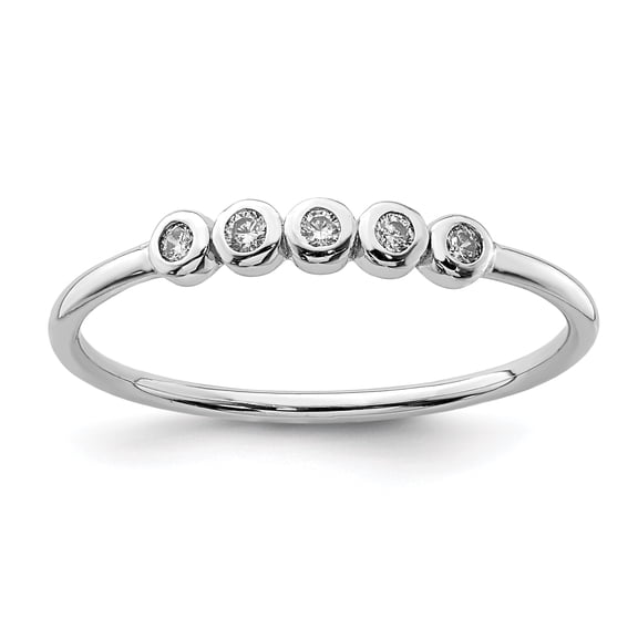 Sterling Silver Rhodium-plated 5-Bezel CZ Ring QR6929