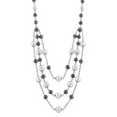 thumbnail image 1 of Sterling Silver Rhodium-plated 6-10mm White and Black Freshwater Cultured Pearl Layered 17 inch with 2 inch Extension Necklace QH5422, 1 of 4