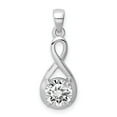 thumbnail image 1 of Sterling Silver Rhodium-plated 6.5mm CZ Teardrop Pendant, 1 of 1