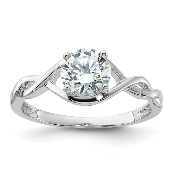 Sterling Silver Rhodium-plated 6.5mm CZ Twisted Ring QR6954