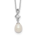 thumbnail image 1 of Sterling Silver Rhodium-plated 6-7mm White Teardrop Freshwater Cultured Pearl and CZ 17 inch Necklace QH5497, 1 of 3