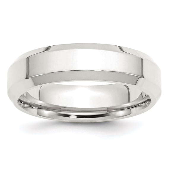 Sterling Silver Rhodium-plated 6mm Bevel Edge Size 4 Band Q-QBEC060RH-4