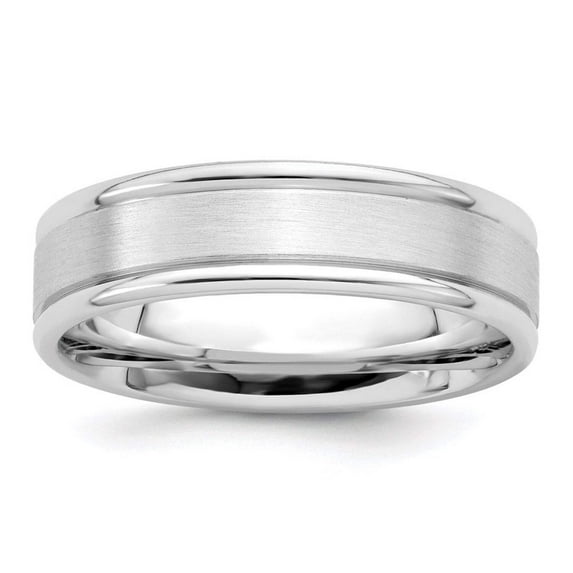 Sterling Silver Rhodium-plated 6mm Brushed Fancy Band Size 11.5