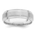thumbnail image 1 of Sterling Silver Rhodium-plated 6mm Brushed Fancy Band Size 12.5, 1 of 5