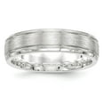 thumbnail image 1 of Sterling Silver Rhodium-plated 6mm Brushed Fancy Band Size 12, 1 of 3