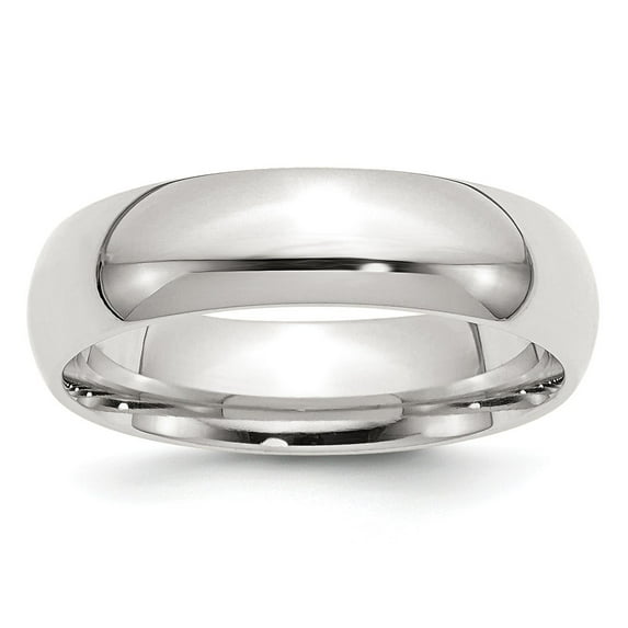 Sterling Silver Rhodium-plated 6mm Comfort Fit Band