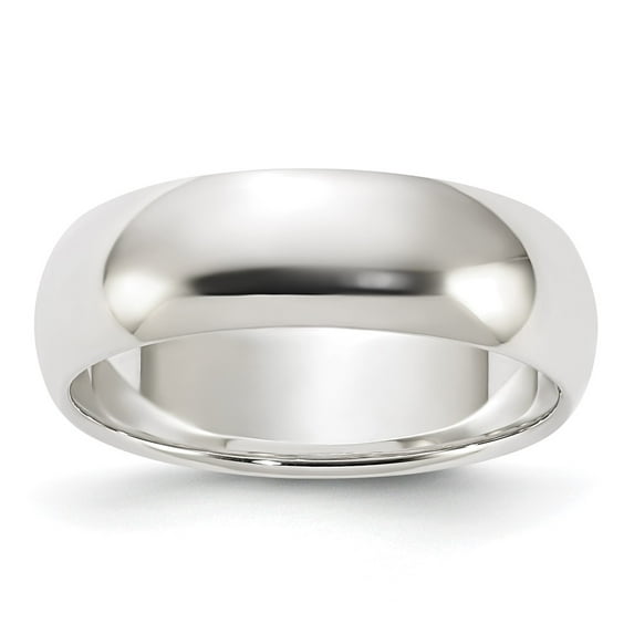 Sterling Silver Rhodium-plated 6mm Half-Round Band
