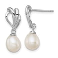 thumbnail image 1 of Sterling Silver Rhodium-plated 7-8mm White FreshwaterC Pearl Post Dangle, 1 of 3