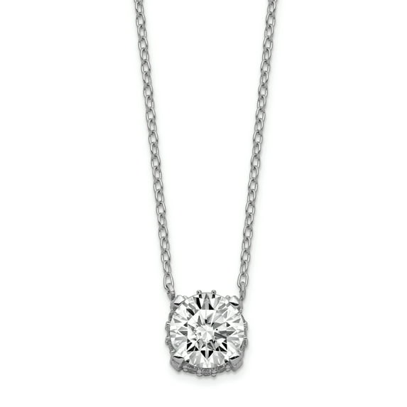 Sterling Silver Rhodium-plated 7mm CZ Necklace QG4001