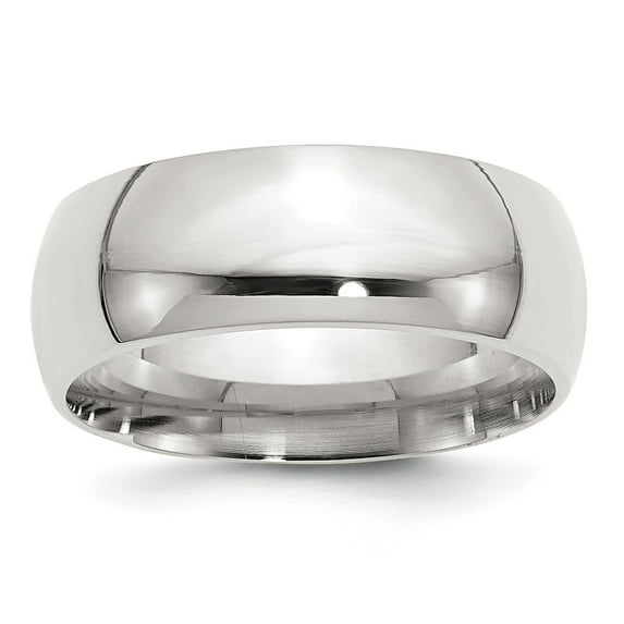 Sterling Silver Rhodium-plated 8mm Comfort Fit Band - Size 11.5