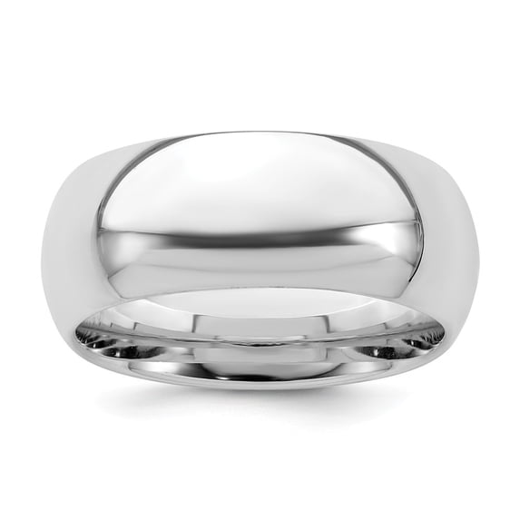 Sterling Silver Rhodium-plated 8mm Comfort Fit Band