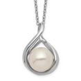 thumbnail image 1 of Sterling Silver Rhodium-plated 9-10mm White Button Freshwater Cultured Pearl 17 inch Necklace QH5483, 1 of 3