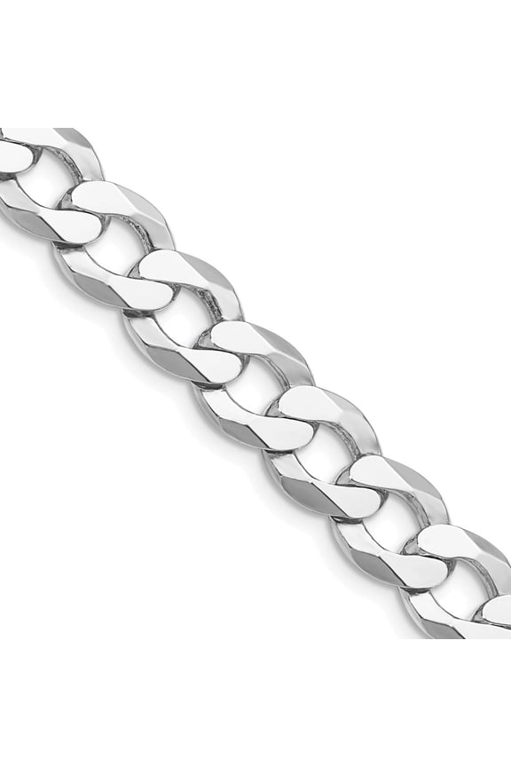 Sterling Silver Rhodium-plated 9.75mm Flat Curb Chain