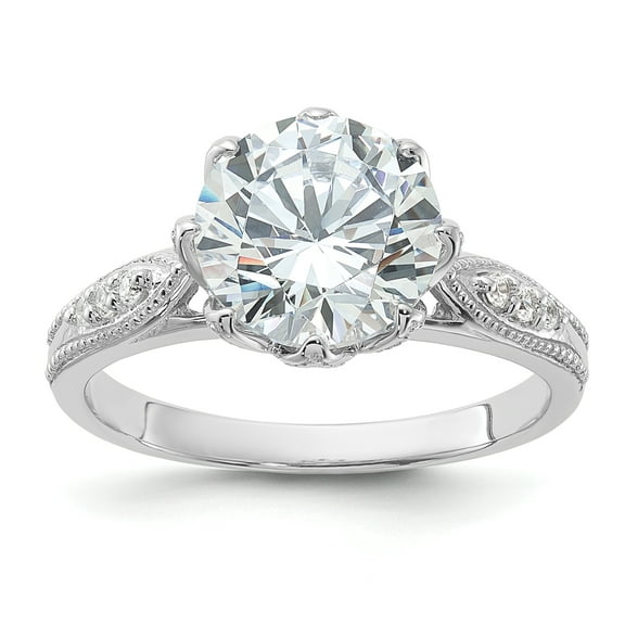 Sterling Silver Rhodium-plated 9mm CZ Ring QR6949