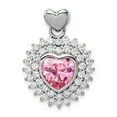 thumbnail image 1 of Sterling Silver Rhodium-plated 9mm Pink Heart Cubic Zirconia Pendant, 1 of 4