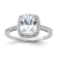 thumbnail image 1 of Sterling Silver Rhodium-plated 9x7 Cushion CZ Ring, 1 of 6