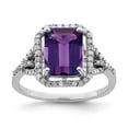 thumbnail image 1 of Sterling Silver Rhodium-plated Amethyst & Diamond Ring, 1 of 5