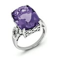 thumbnail image 1 of Sterling Silver Rhodium-plated Amethyst & Diamond Ring, 1 of 1