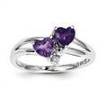 thumbnail image 1 of Sterling Silver Rhodium-plated Amethyst Diamond Ring, 1 of 1