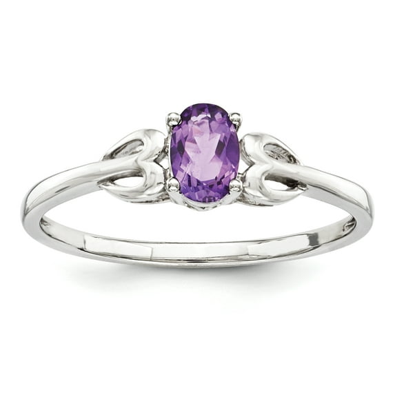 Sterling Silver Rhodium-plated Amethyst Ring