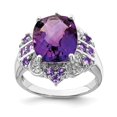 thumbnail image 1 of Sterling Silver Rhodium-plated Amethyst, Tanzanite & Diamond Ring - Size 6, 1 of 3